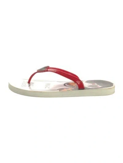 Pre-owned Marc By Marc Jacobs Rubber Printed Flip Flops In White