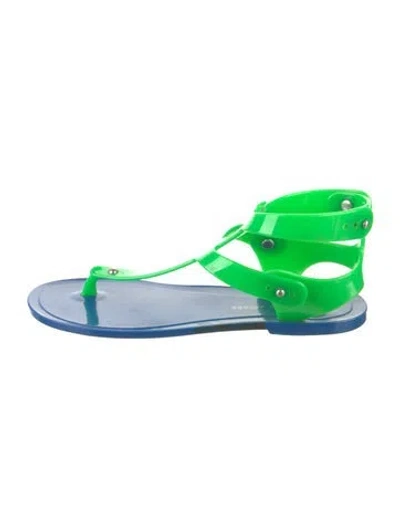 Pre-owned Marc By Marc Jacobs Rubber T-strap Sandals In Green