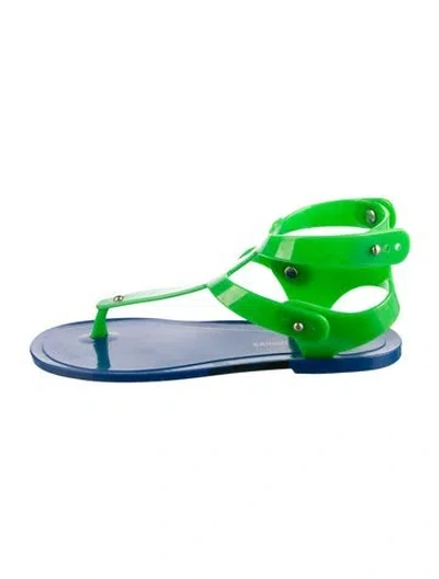 Pre-owned Marc By Marc Jacobs Rubber T-strap Sandals In Green