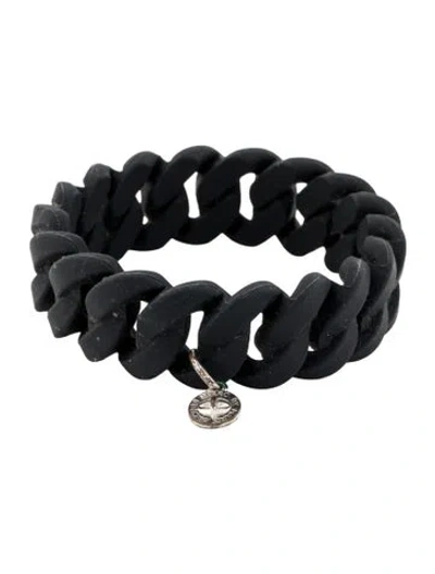Pre-owned Marc By Marc Jacobs Rubber Turnlock Bracelet, 7" In Black