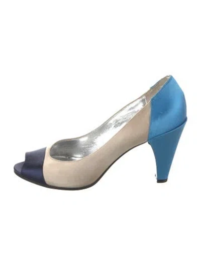 Pre-owned Marc By Marc Jacobs Satin Colorblock Pattern Pumps In Blue