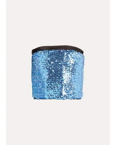 Marc By Marc Jacobs Sequined Strapless Top In Blue