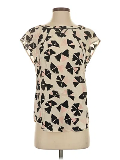 Pre-owned Marc By Marc Jacobs Short Sleeve Silk Top Tan Keyhole Neckline Tops