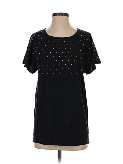 Pre-owned Marc By Marc Jacobs Short Sleeve Top Black Solid Pattern Square Neckline Tops
