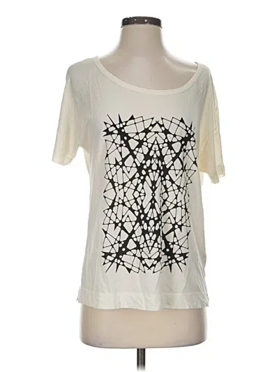 Pre-owned Marc By Marc Jacobs Short Sleeve Top Ivory Graphic Pattern Scoop Neck Tops