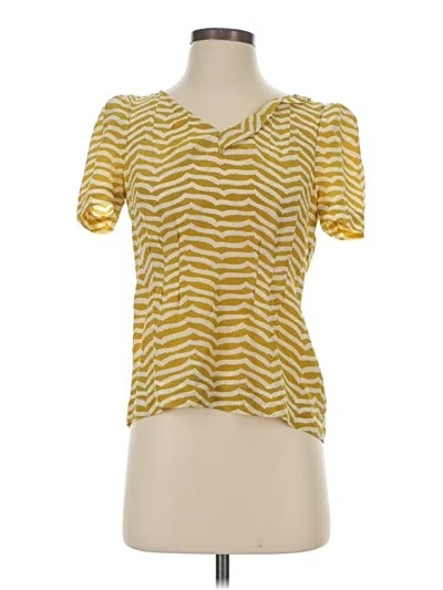 Pre-owned Marc By Marc Jacobs Short Sleeve Top Yellow Sweetheart Neckline Tops