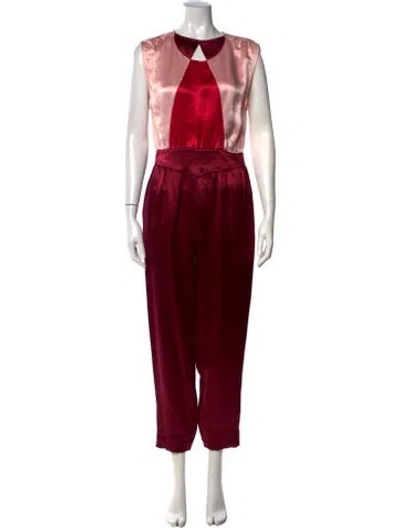 Pre-owned Marc By Marc Jacobs Silk Colorblock Pattern Jumpsuit In Red