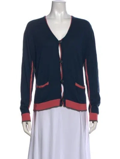 Pre-owned Marc By Marc Jacobs Silk Colorblock Pattern Sweater In Blue