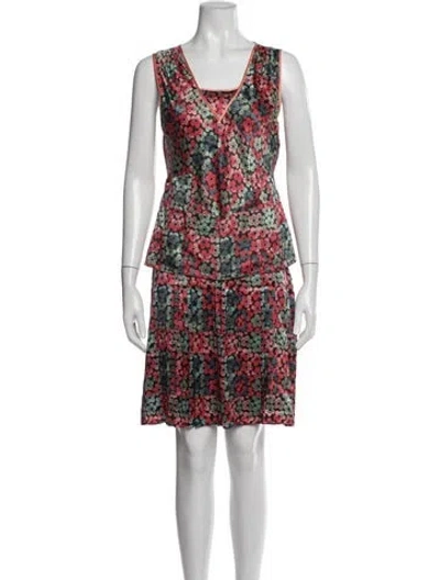 Pre-owned Marc By Marc Jacobs Silk Floral Print Skirt Set In Red