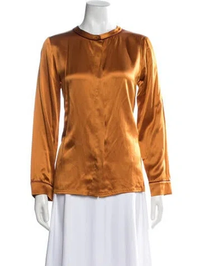 Pre-owned Marc By Marc Jacobs Silk Long Sleeve Blouse In Orange