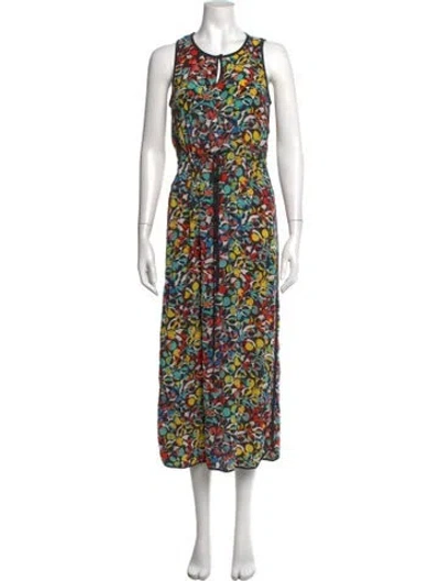 Pre-owned Marc By Marc Jacobs Silk Midi Length Dress In Black/blue