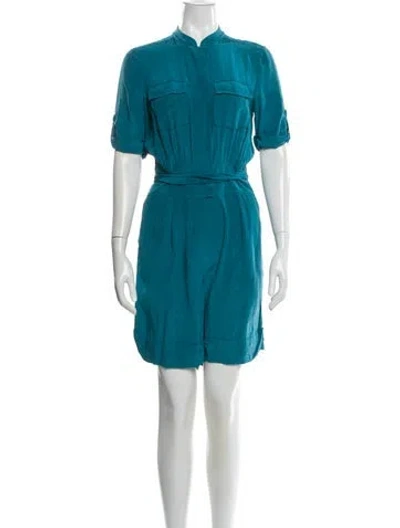 Pre-owned Marc By Marc Jacobs Silk Mock Neck Romper In Blue
