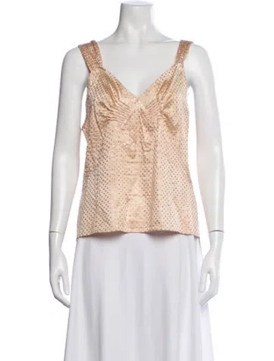 Pre-owned Marc By Marc Jacobs Silk Printed Top In Gold/pink
