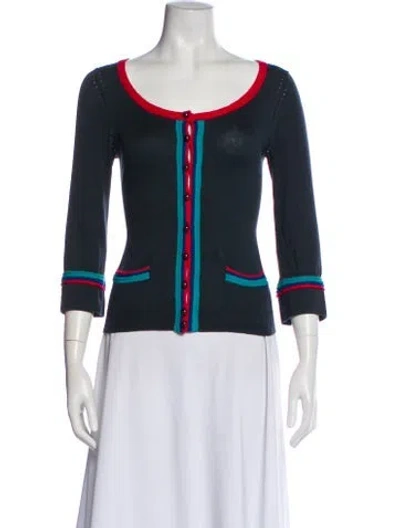 Pre-owned Marc By Marc Jacobs Silk Scoop Neck Sweater In Blue