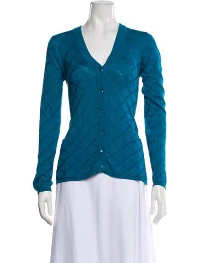 Pre-owned Marc By Marc Jacobs Silk V-neck Sweater In Blue