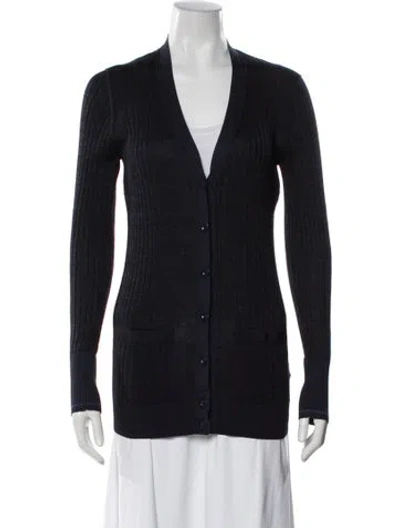 Pre-owned Marc By Marc Jacobs Silk V-neck Sweater In Blue