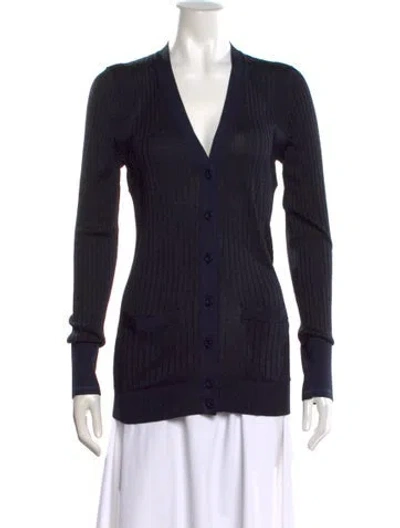 Pre-owned Marc By Marc Jacobs Silk V-neck Sweater In Blue