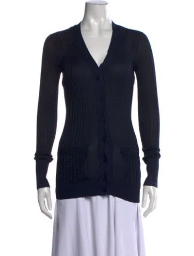 Pre-owned Marc By Marc Jacobs Silk V-neck Sweater In Blue