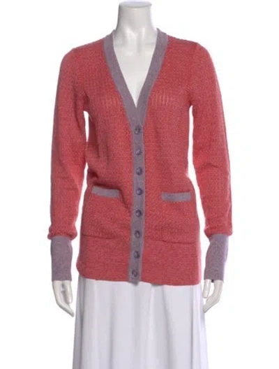 Pre-owned Marc By Marc Jacobs Silk V-neck Sweater In Red