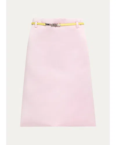 Marc By Marc Jacobs Silk-blend Belted Midi Skirt In Pink