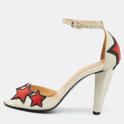 Pre-owned Marc By Marc Jacobs Size 36 White Leather Ankle Strap Red Star Sandals