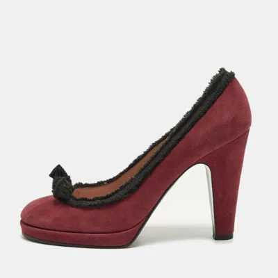 Pre-owned Marc By Marc Jacobs Size 38 Red Suede Block Heel Pumps