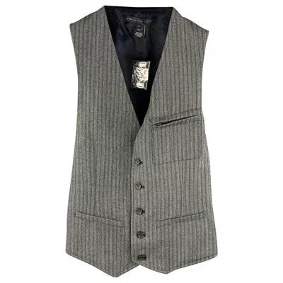 Pre-owned Marc By Marc Jacobs Size S Gray Stripe Wool Buttoned Vest (indoor)