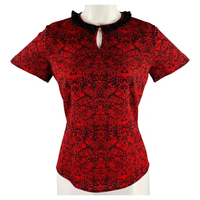 Pre-owned Marc By Marc Jacobs Size Xs Red Black Polyester Blend Short Sleeve Blouse