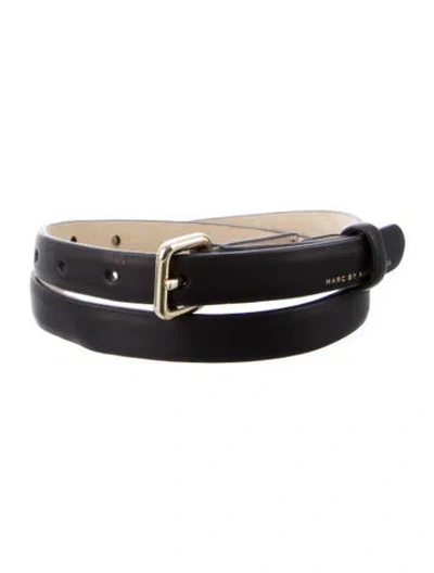 Pre-owned Marc By Marc Jacobs Skinny Leather Waist Belt In Black
