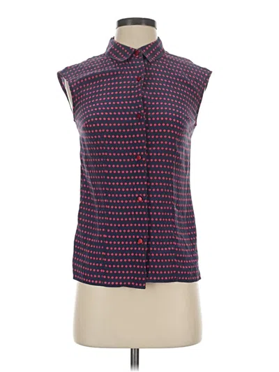 Pre-owned Marc By Marc Jacobs Sleeveless Silk Top Blue Polka Dots Pattern Collared Neckline Tops