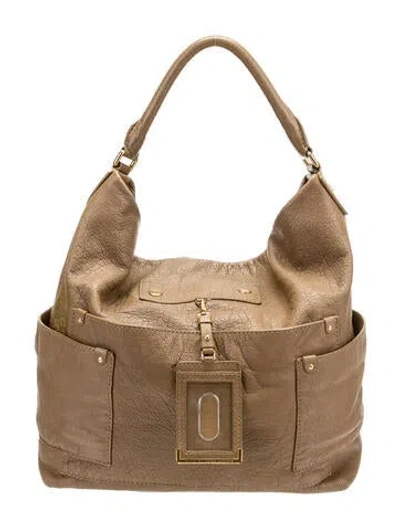 Pre-owned Marc By Marc Jacobs Solid Leather Hobo Bag In Neutral