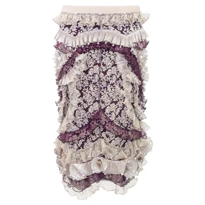 Pre-owned Marc By Marc Jacobs S/s 2010 Gold & Aubergine Embellished Brocade Skirt In Gray