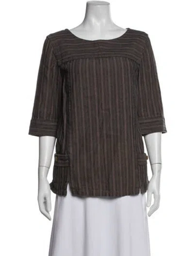 Pre-owned Marc By Marc Jacobs Striped Crew Neck Top In Brown