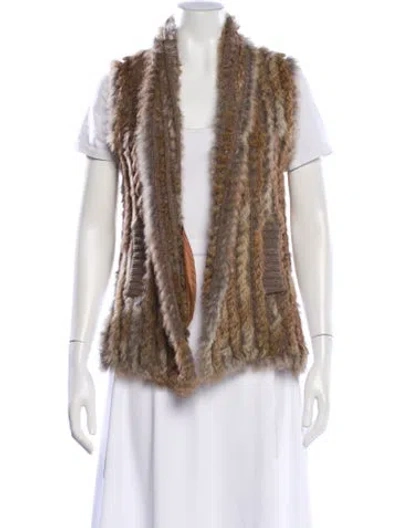 Pre-owned Marc By Marc Jacobs Striped Fur Jacket In Brown