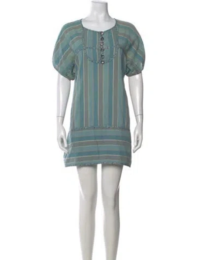 Pre-owned Marc By Marc Jacobs Striped Mini Dress In Blue