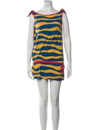 Pre-owned Marc By Marc Jacobs Striped Mini Dress In Yellow