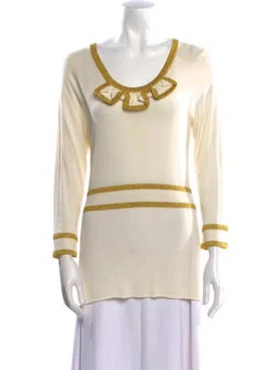 Pre-owned Marc By Marc Jacobs Striped Scoop Neck Sweater In Gold