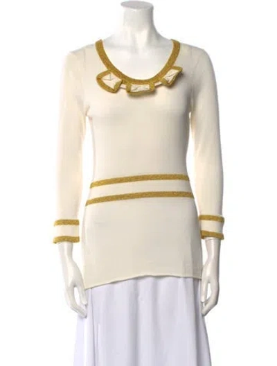 Pre-owned Marc By Marc Jacobs Striped Scoop Neck Sweater In Gold