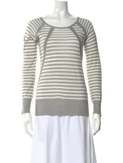 Pre-owned Marc By Marc Jacobs Striped Scoop Neck Sweater In White
