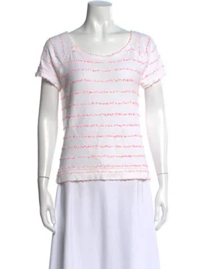 Pre-owned Marc By Marc Jacobs Striped Scoop Neck T-shirt In White