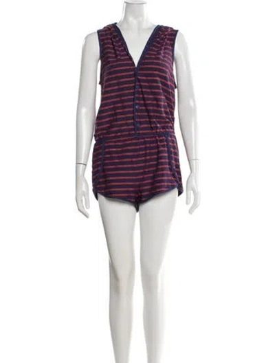 Pre-owned Marc By Marc Jacobs Striped V-neck Romper In Blue