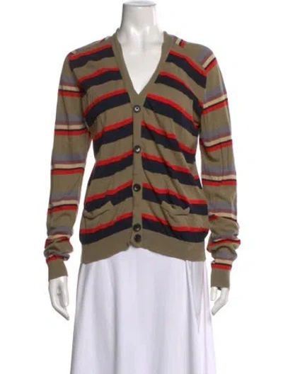 Pre-owned Marc By Marc Jacobs Striped V-neck Sweater In Brown