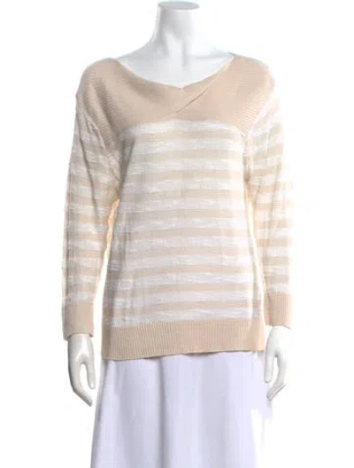 Pre-owned Marc By Marc Jacobs Striped V-neck Sweater In Neutrals/white