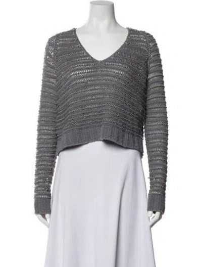 Pre-owned Marc By Marc Jacobs Striped V-neck Sweater In Purple