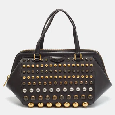 Pre-owned Marc By Marc Jacobs Studded Thunderdome Dark Brown Leather Satchel