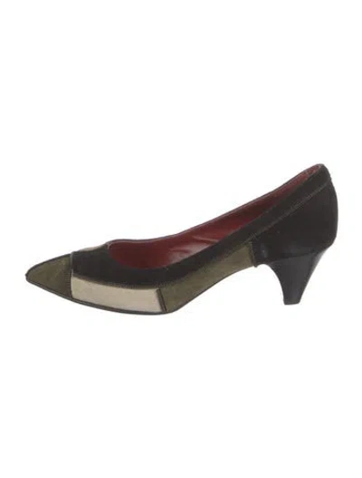 Pre-owned Marc By Marc Jacobs Suede Colorblock Pattern D'orsay Pumps In Black