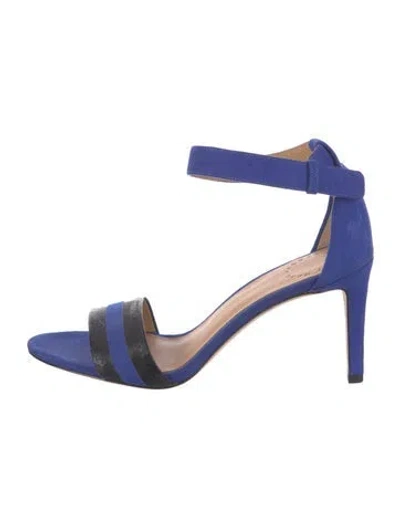 Pre-owned Marc By Marc Jacobs Suede Colorblock Pattern Sandals In Blue