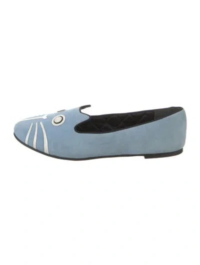 Pre-owned Marc By Marc Jacobs Suede Leather Trim Embellishment Ballet Flats In Blue