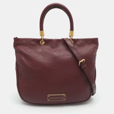 Pre-owned Marc By Marc Jacobs Too Hot To Handle Burgundy Leather Hobo