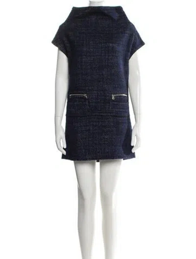 Pre-owned Marc By Marc Jacobs Tweed Pattern Mini Dress In Blue